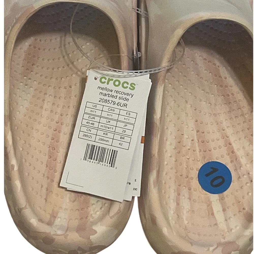 Crocs Mellow Recovery Marbled Slide Mens M11 Pink Excellence Marbled Comfort